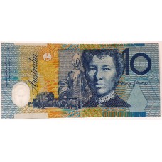 AUSTRALIA 1993 . TEN 10 DOLLAR BANKNOTE . ERROR . MISSING SERIAL . BLUE DOBELL